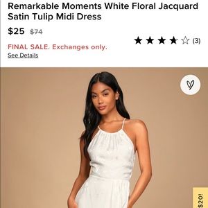 Lulu’s White Floral Jacquard Satin Tulip Midi Dress